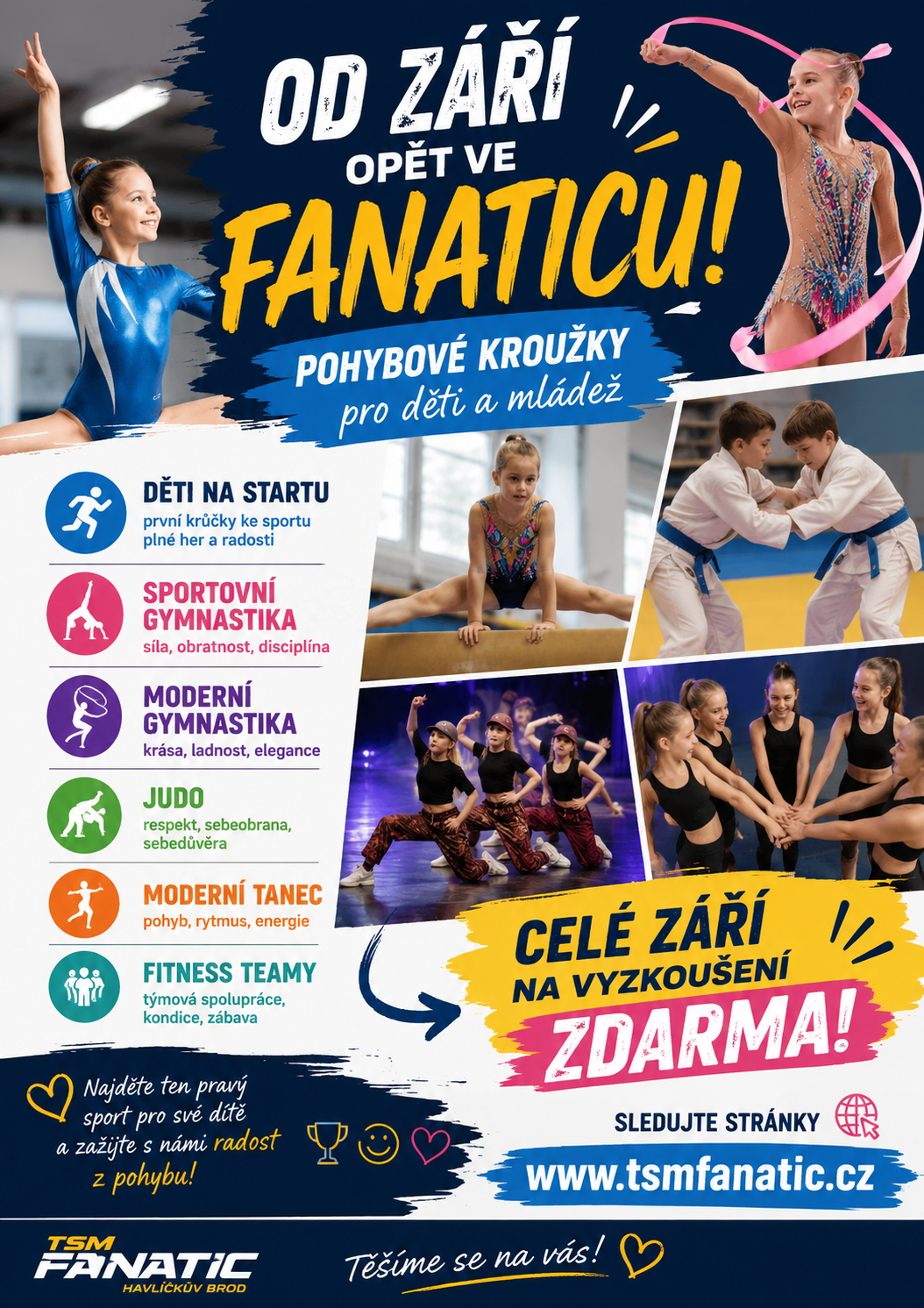 od září přijímáme nové děti do našich pohybových aktivit